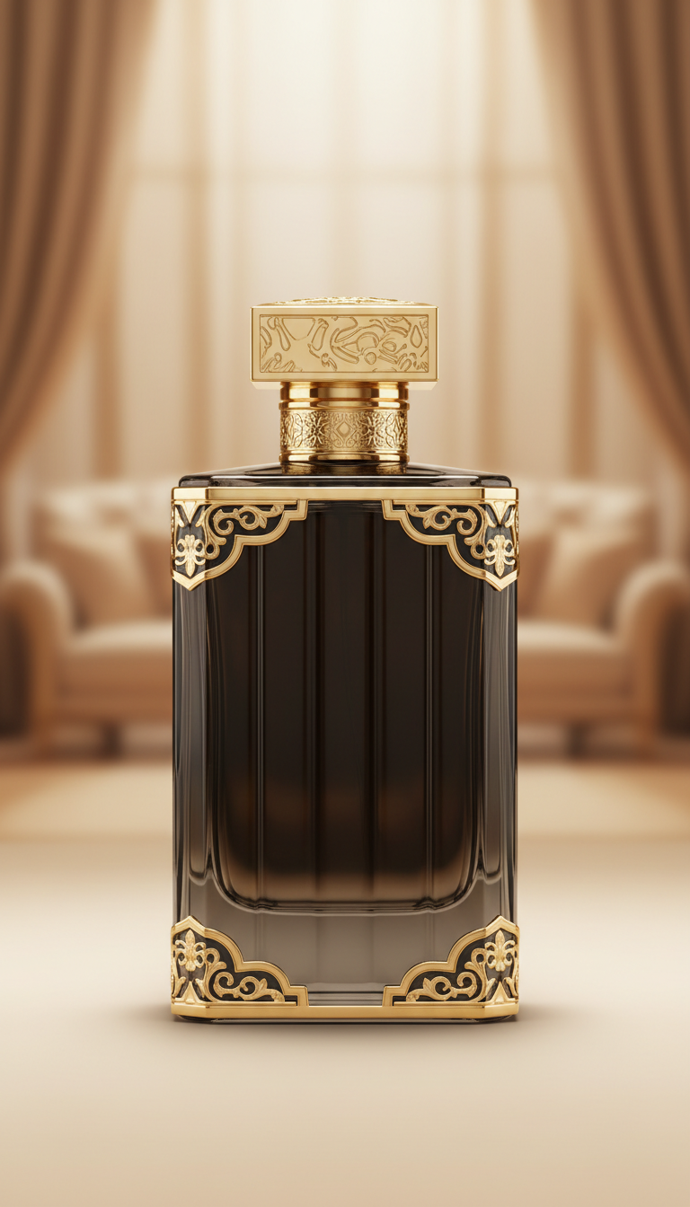 Premium Decanted Fragrance in Black and Gold Glass Case